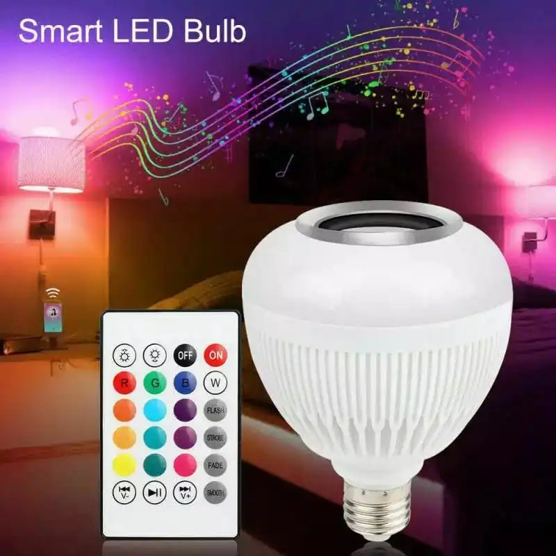 Lampada Bluetooth Led Caixa De Som Com Controle Remoto 12W