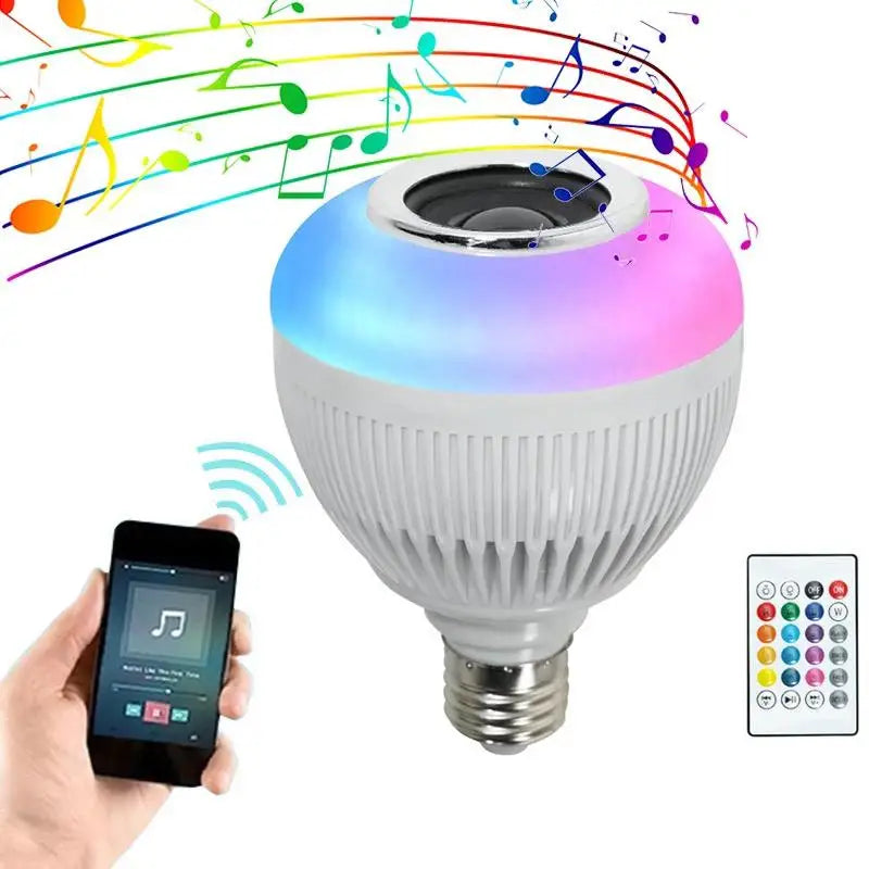 Lampada Bluetooth Led Caixa De Som Com Controle Remoto 12W